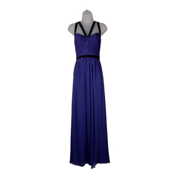NWT! Jill Stuart 100% Silk Pleated Chiffon Long Formal Halter Gown Purple - Picture 3 of 9